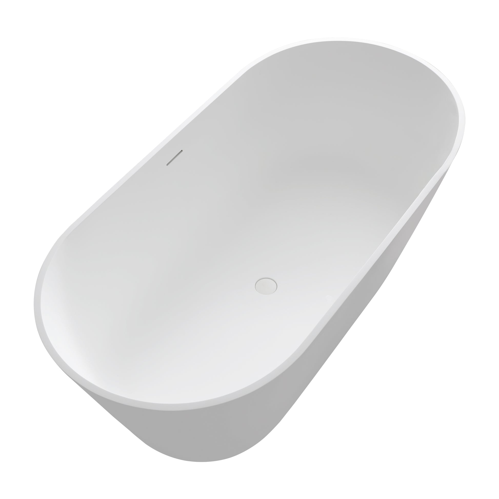 63" Solid Surface Soaking Bathtub Matte White Freestanding Tubs Matte 61 69 In Center Front Solid Surface