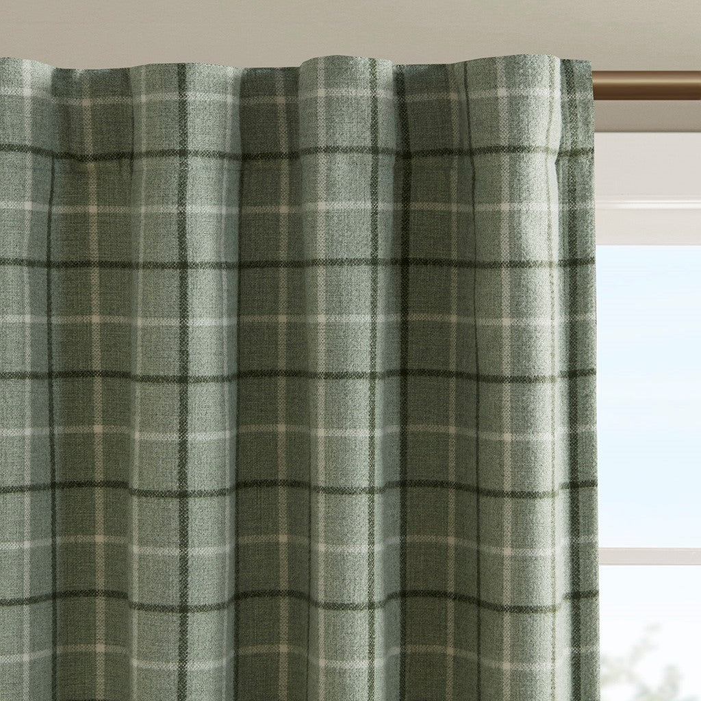 Plaid Faux Leather Tab Top Curtain Panel With Fleece Lining Only 1 Pc Curtain Panel Multicolor Polyester