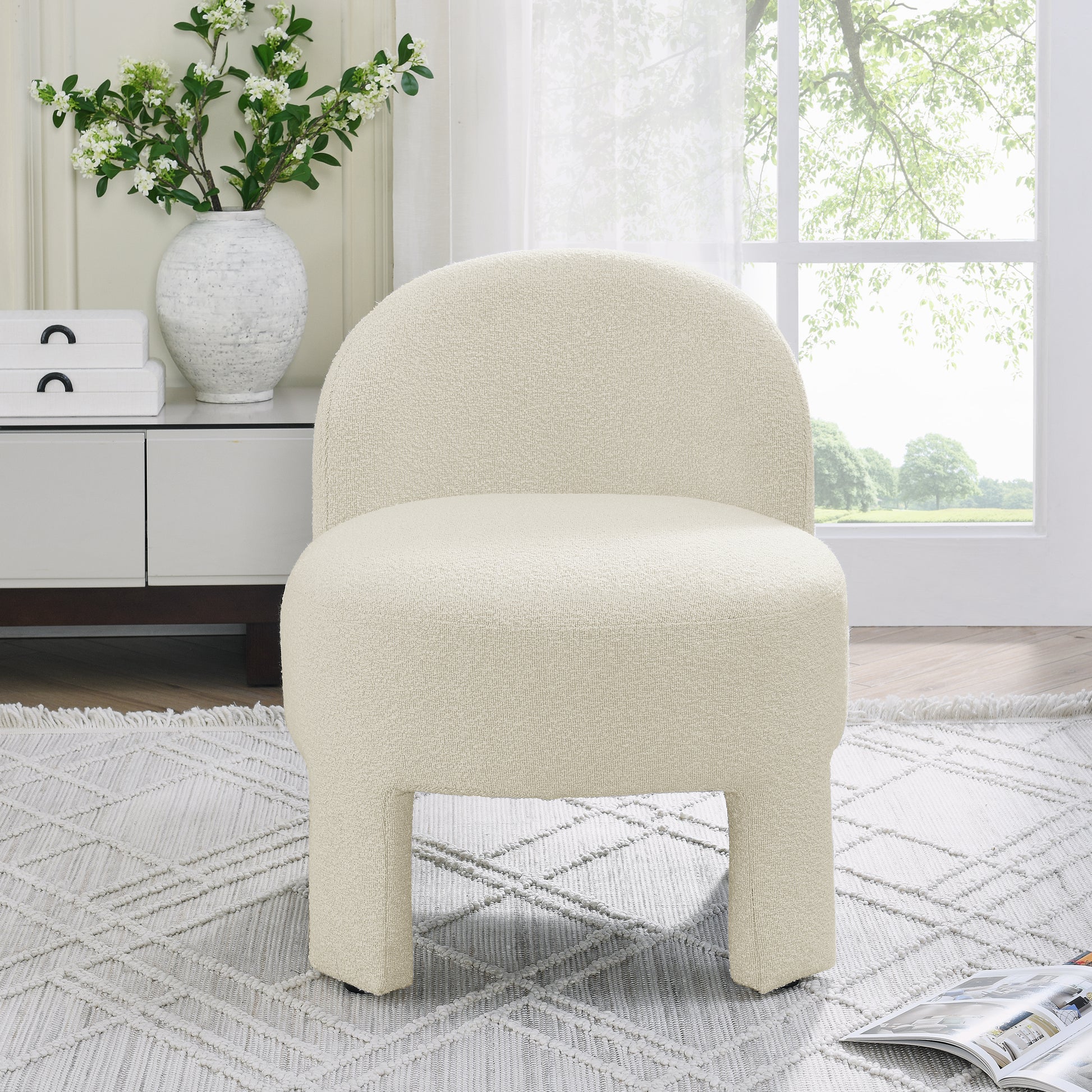 Hoop Gauze Lounge Chair With Sof Cushion And Backrest, Need To Be Assembled, Suitable For Living Room'Bedroomldining Roombeige 24.5"28.75"28.75" Beige Foam