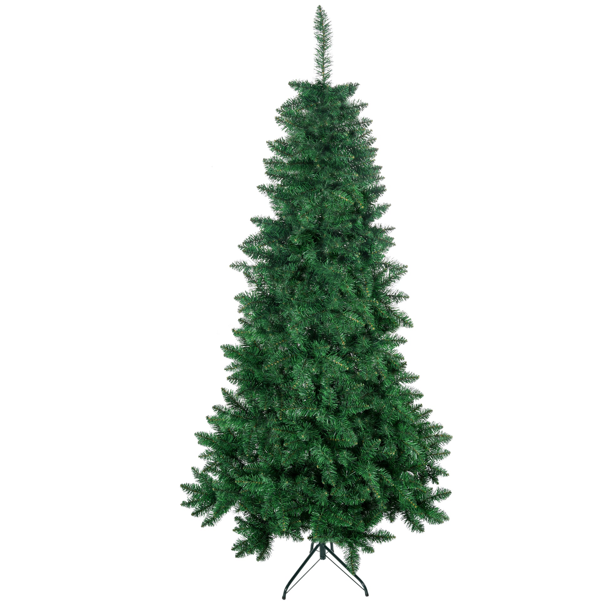 Homcom 7Ft Half Artificial Christmas Tree Holiday D Cor With 520 Branches, Auto Open, Steel Base, Green Green Plastic