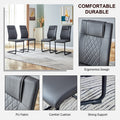 1 Table And 8 Chairs Set.A Rectangular Dining Table With A 0.39 Inch Imitation Marble Tabletop And Black Metal Legs.Paired With 8 Chairs With Pu Leather Seat Cushion And Black Metal Legs.F 1538,C 001 Black Glass Metal
