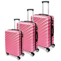 3 Piece Hard Shell Luggage Set With Tsa Lock Spinner Wheel Abs Lightweights Checked Convenient Stackable Suitcase Woman Men 20 24 28 Pink Abs