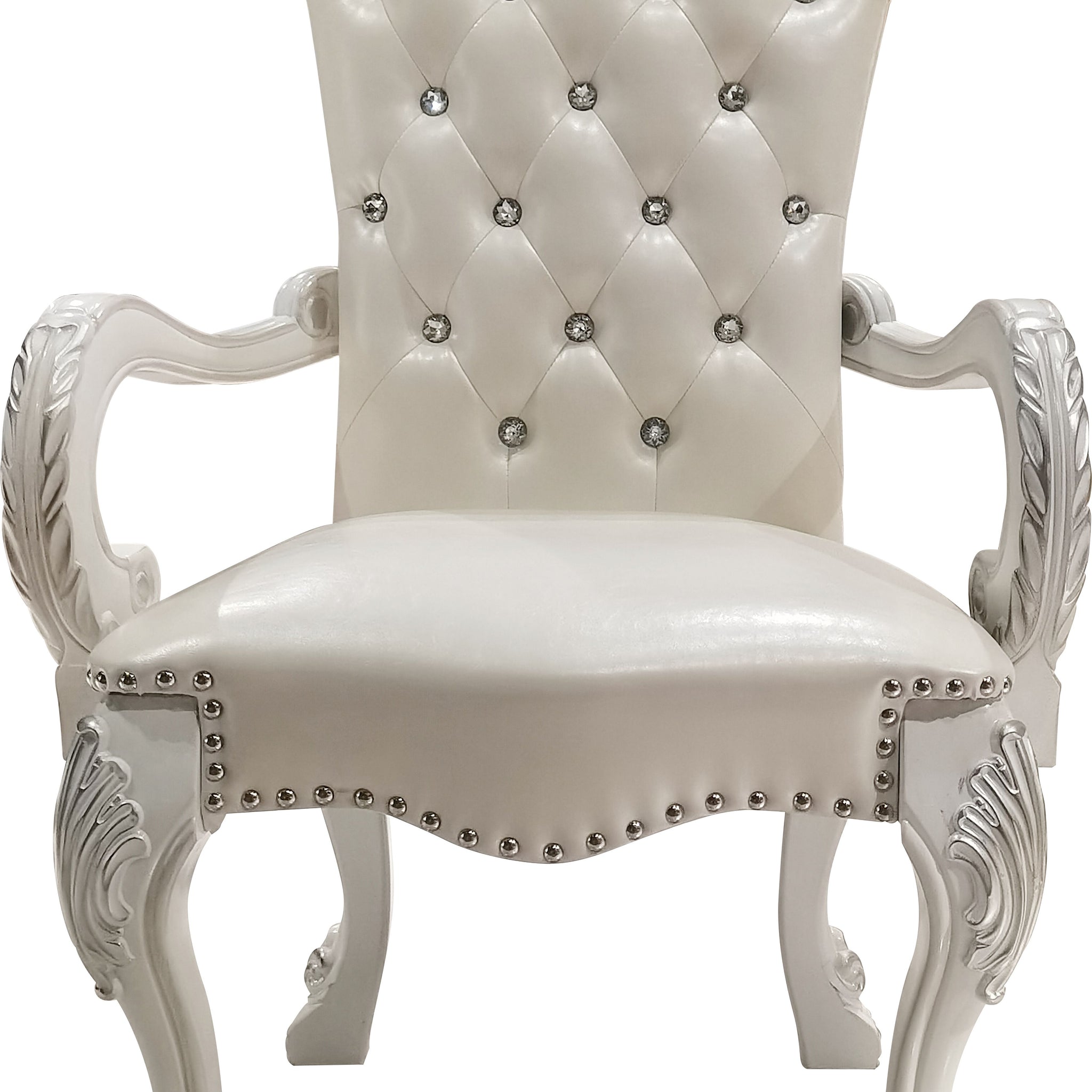 Ivory And Bone White Arm Chair With Button Tufted Set Of 2 Solid Ivory White Dining Room Traditional Arm Chair Tufted Back Set Of 2 Faux Leather