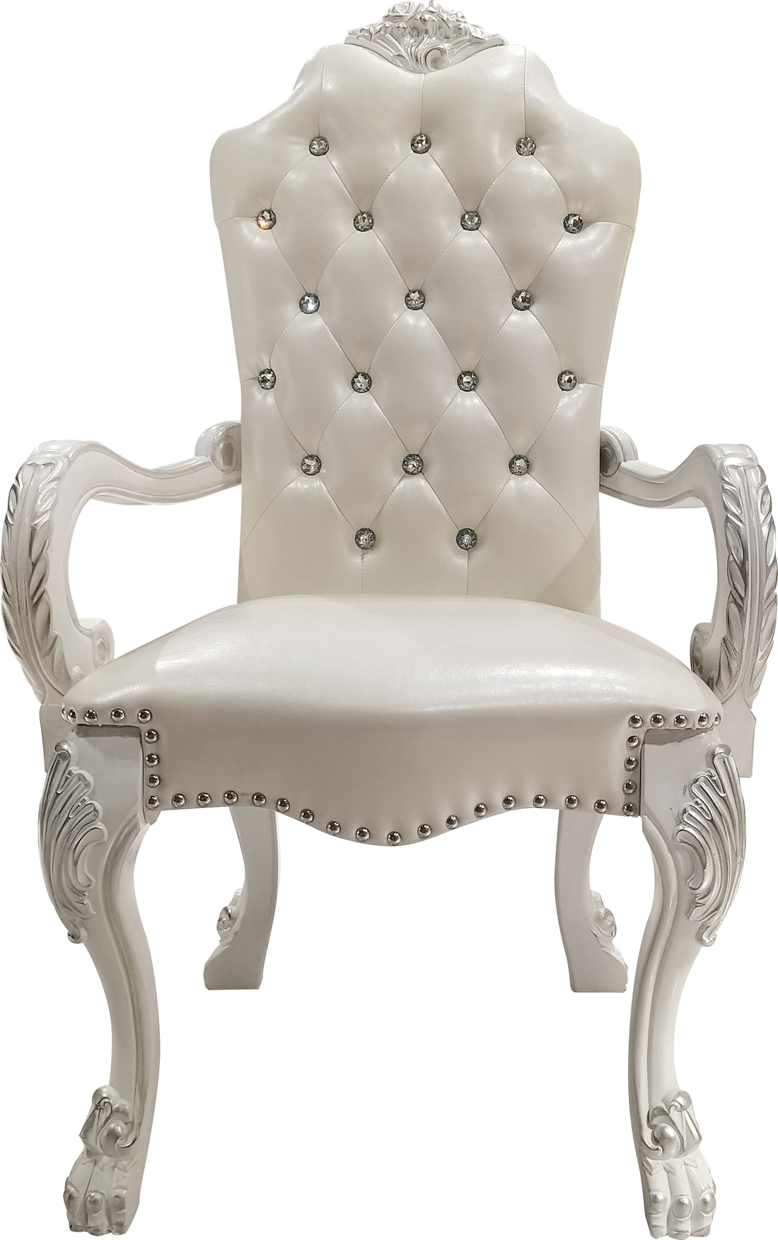 Ivory And Bone White Arm Chair With Button Tufted Set Of 2 Solid Ivory White Dining Room Traditional Arm Chair Tufted Back Set Of 2 Faux Leather