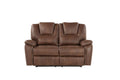 Katrine 3 Piece Living Room Set Brown Dark Brown Fabric