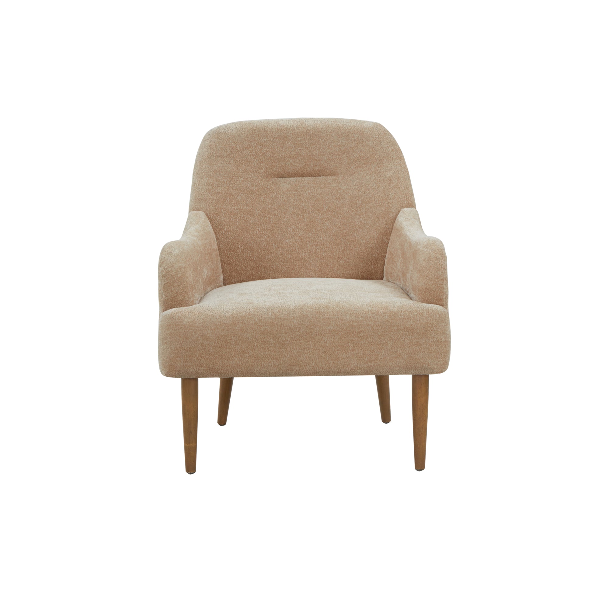 Chenille Armchair, Modern Style Accent Chair With Wood Legs, Comfy Design For Living Room, Bedroom, Office,Beige Beige Foam Wood Fabric