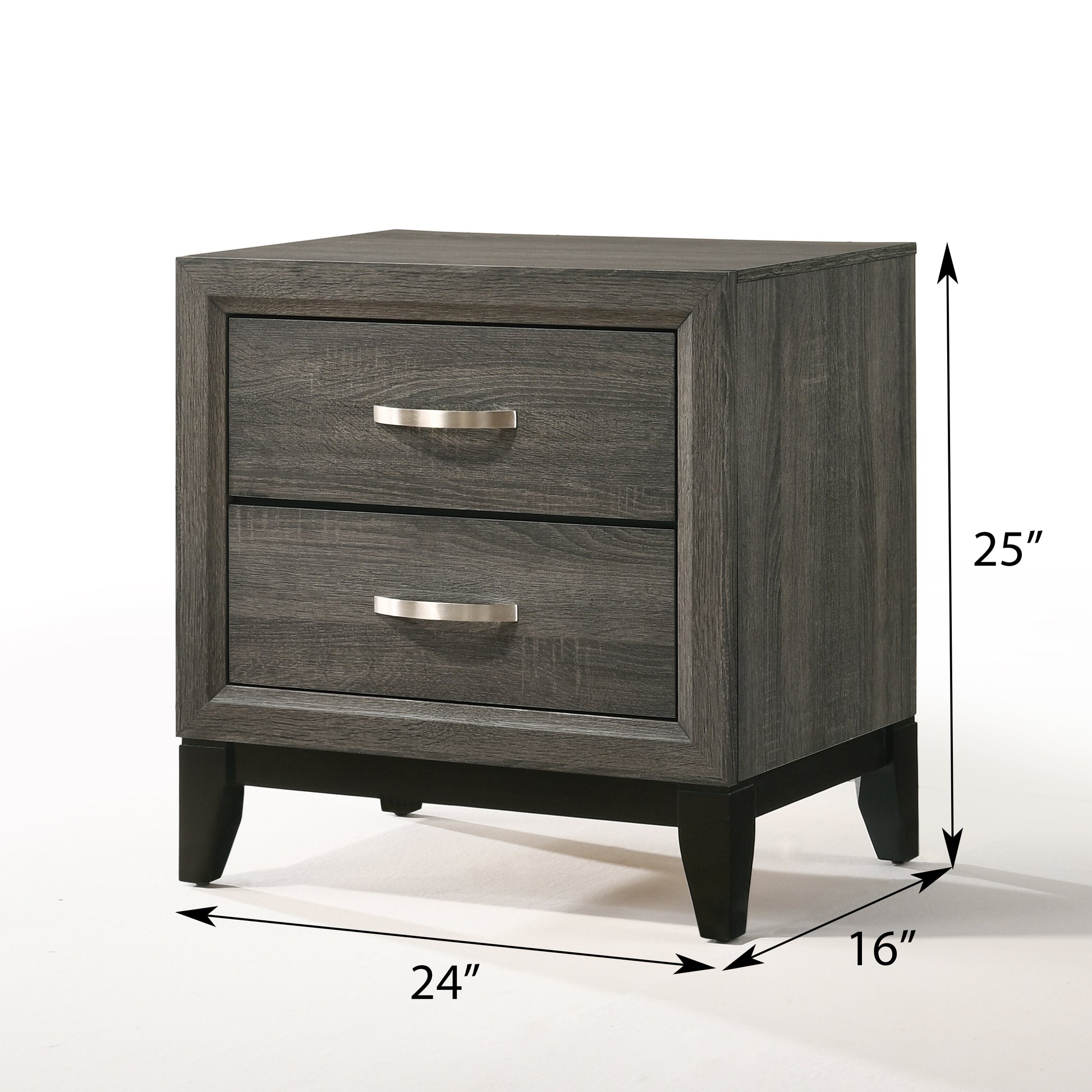 Weathered Grey 2 Drawer Nightstand Grey 2 Drawers Bedroom Rectangle Drawers Paper Composite