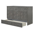 Queen Size Murphy Bed With Large Drawers,Brushed Gray Queen Gray Plywood