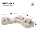 Oversized Modular L Shaped Sectional Sofa,Luxury Boucle Floor Couch Set,Convertible Sleeper Couch,Spacious Foam Filled Sofa Bed For Living Room,3 Pc Free Combination,2 Colors Beige Boucle 5 Seat