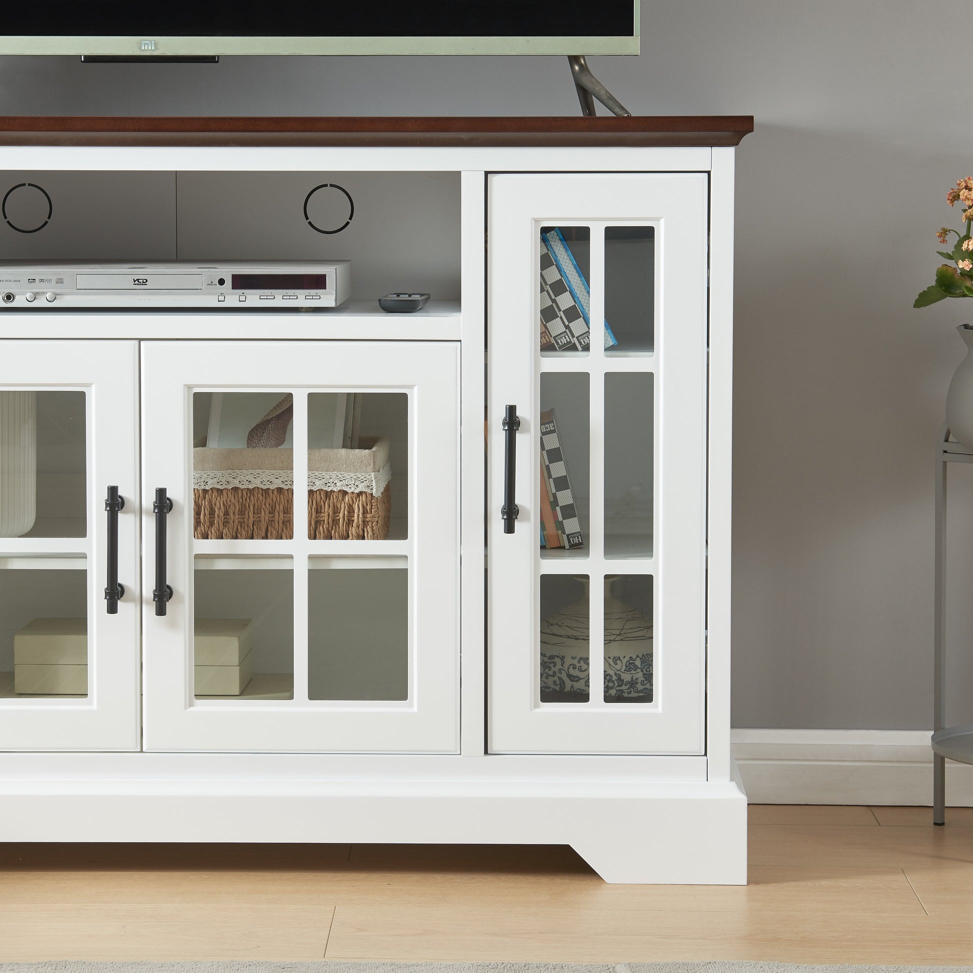 Buffet Table Sideboard With 4 Doors White Adjustabel Shelves Mdf