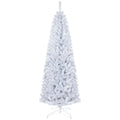 Homcom 6Ft Pencil Christmas Tree, Unlit Artificial Christmas Tree Slim Douglas Fir Xmas Tree With Realistic Branches, Halloween Tree With 618 Tips, White White Plastic
