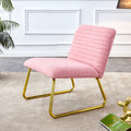 Modern Minimalist Pink Plush Fabric Single Person Sofa Chair With Golden Metal Legs. Suitable For Living Room, Bedroom, Club, Comfortable Cushioned Single Person Leisure Sofa Pink Plush