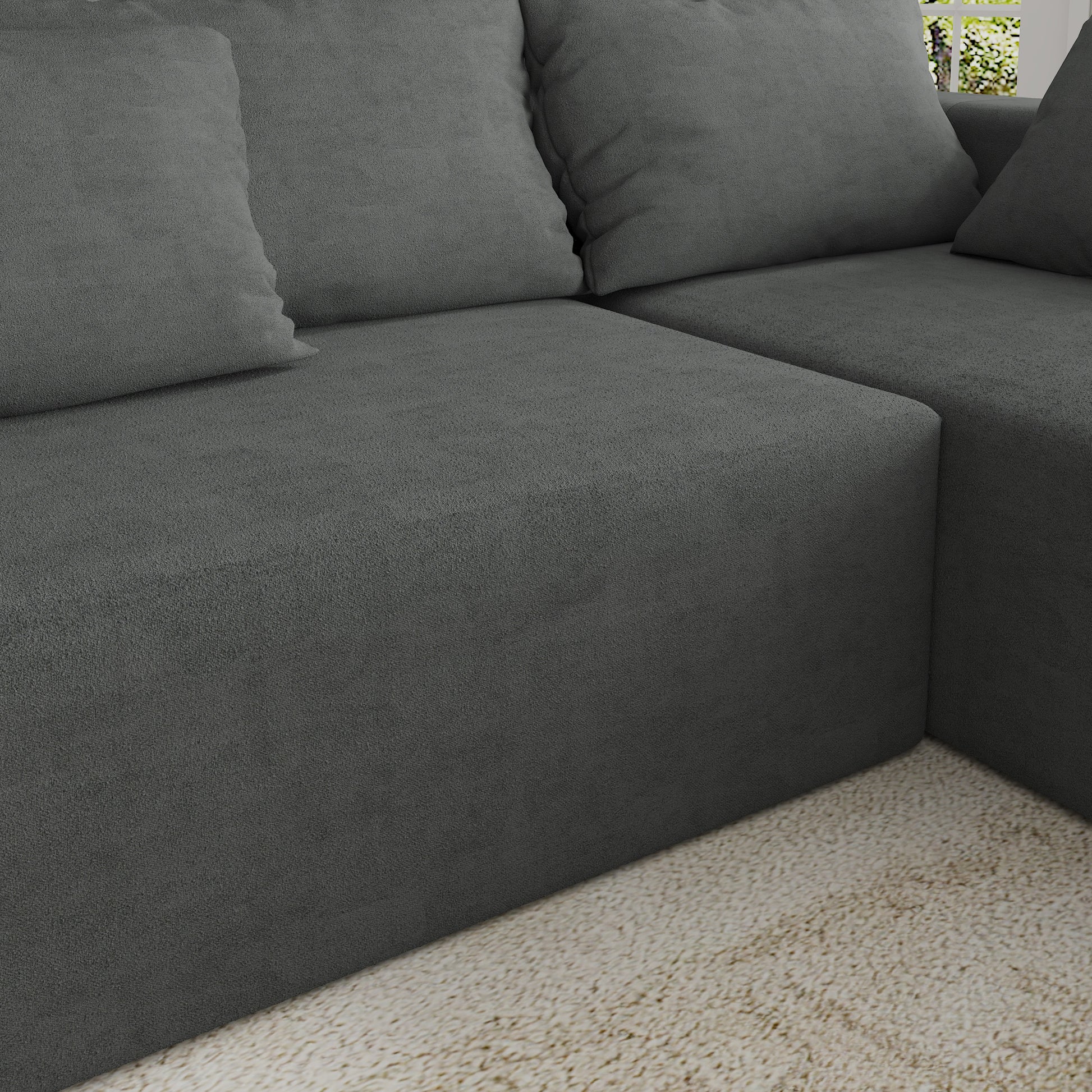 Modern Upholstered Sectional Sofa Couch Set,Modular 108" L Shaped Sectional Living Room Sofa Set With 6 Pillows,Free Combination Sofa Couch For Living Room,Bedroom Grey Foam Chenille 3 Seat