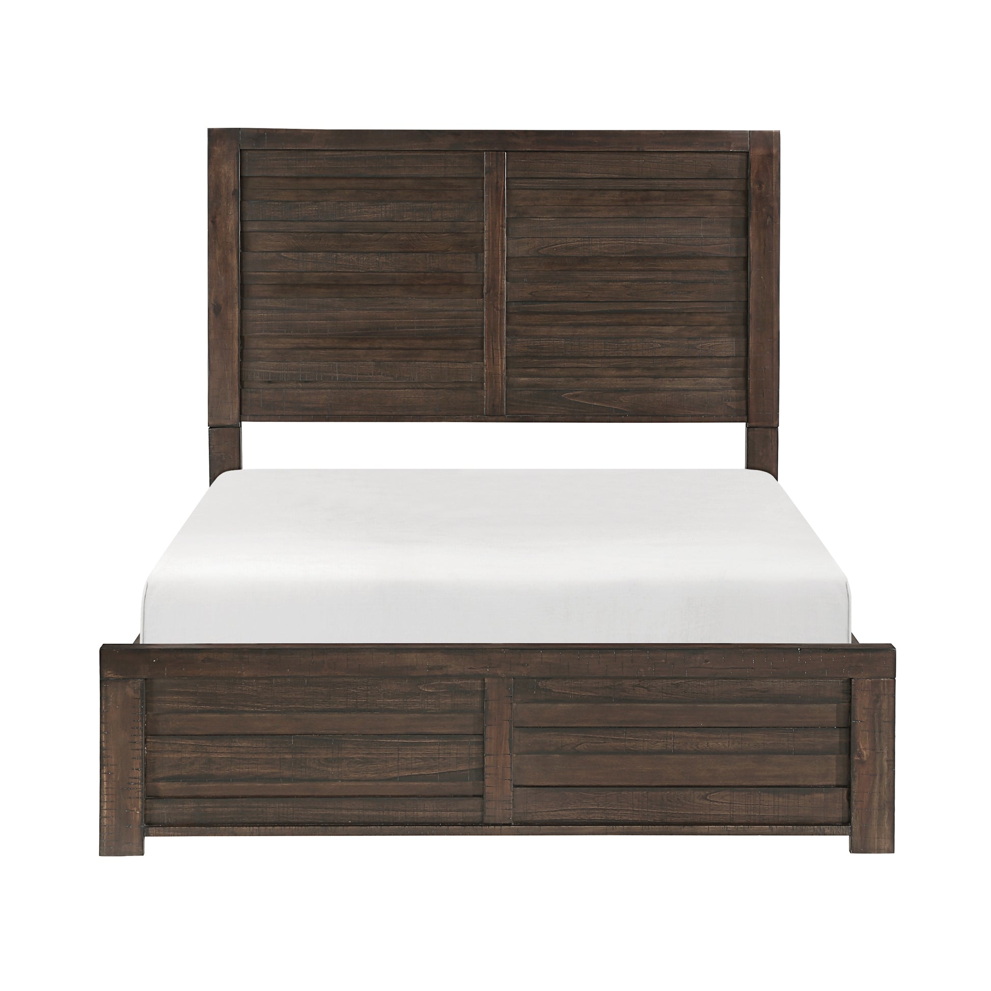 Rustic Style Dark Brown Finish Queen Size Panel Bed 1Pc Wooden Bedroom Furniture Planked Framing Headboard Footboard Box Spring Required Queen Dark Brown Wood Bedroom Industrial,Rustic Panel Wood