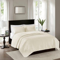 Reversible Quilt Set Cream Full Queen Cream Cotton