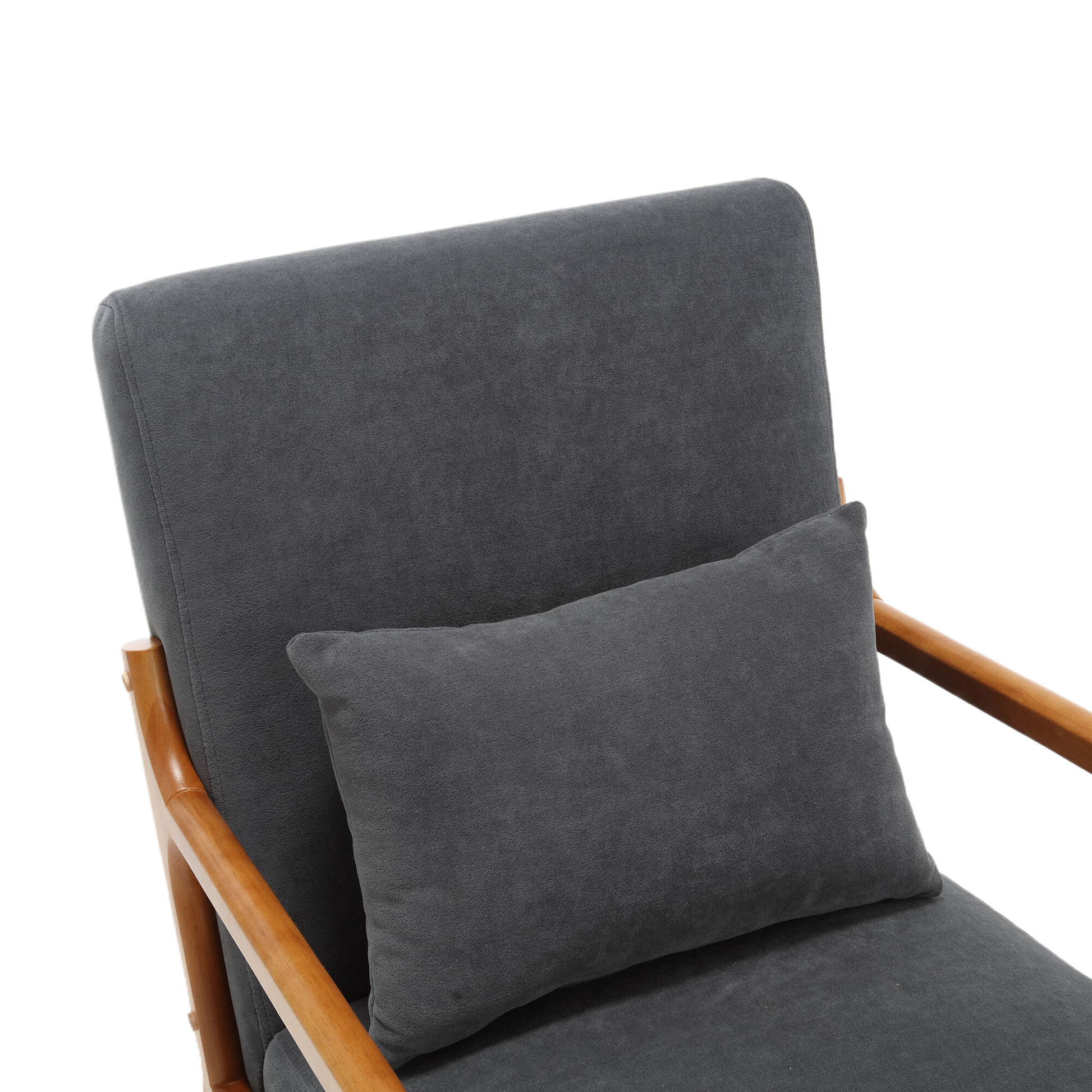Coolmore Modern Accent Chair, Solid Wood Padding Lounge Armchairs With One Pillow For Living Room, Bedroom, Guest Room Gray Gray Primary Living Space Foam Velvet