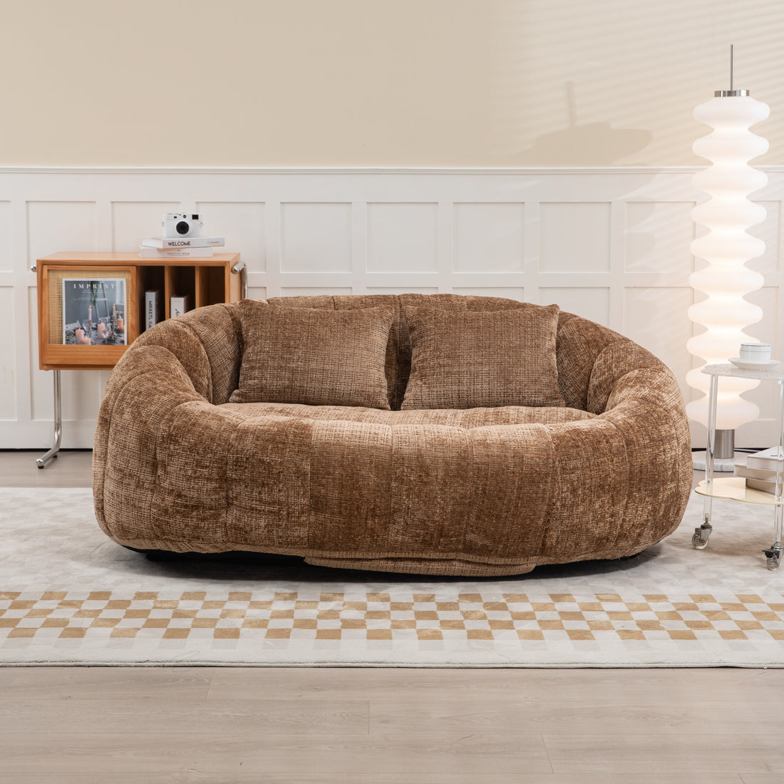 Coolmore Bean Bag Sofa Lazy Sofa Durable Comfort Lounger High Back Bean Bag Chair Couch For Adults And Kids, Indoor & Outdoor, Accent Floor Soft Lounge Chair Coffee Chenille Coffee Foam Chenille 2 Seat