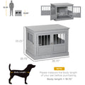 Pawhut Dog Crate End Table With Triple Doors, Wooden Dog Crate Furniture Indoor Use, Puppy Crate With And Steel Tubes, For Small Dogs, Pewter Gray Dark Gray Mdf