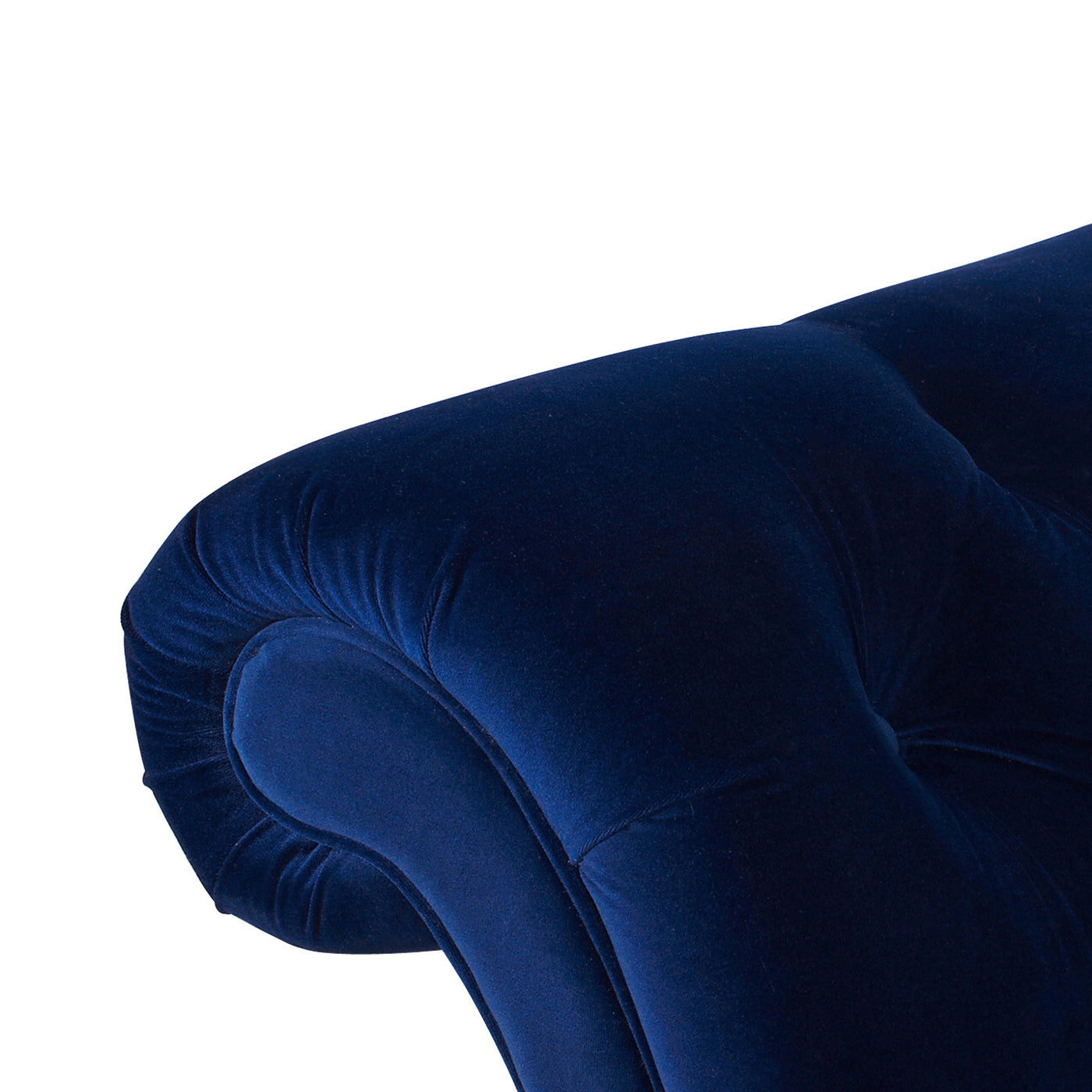 Samuel Tufted Roll Arm Chaise Lounge, Navy Blue Velvet Navy Blue Foam Velvet