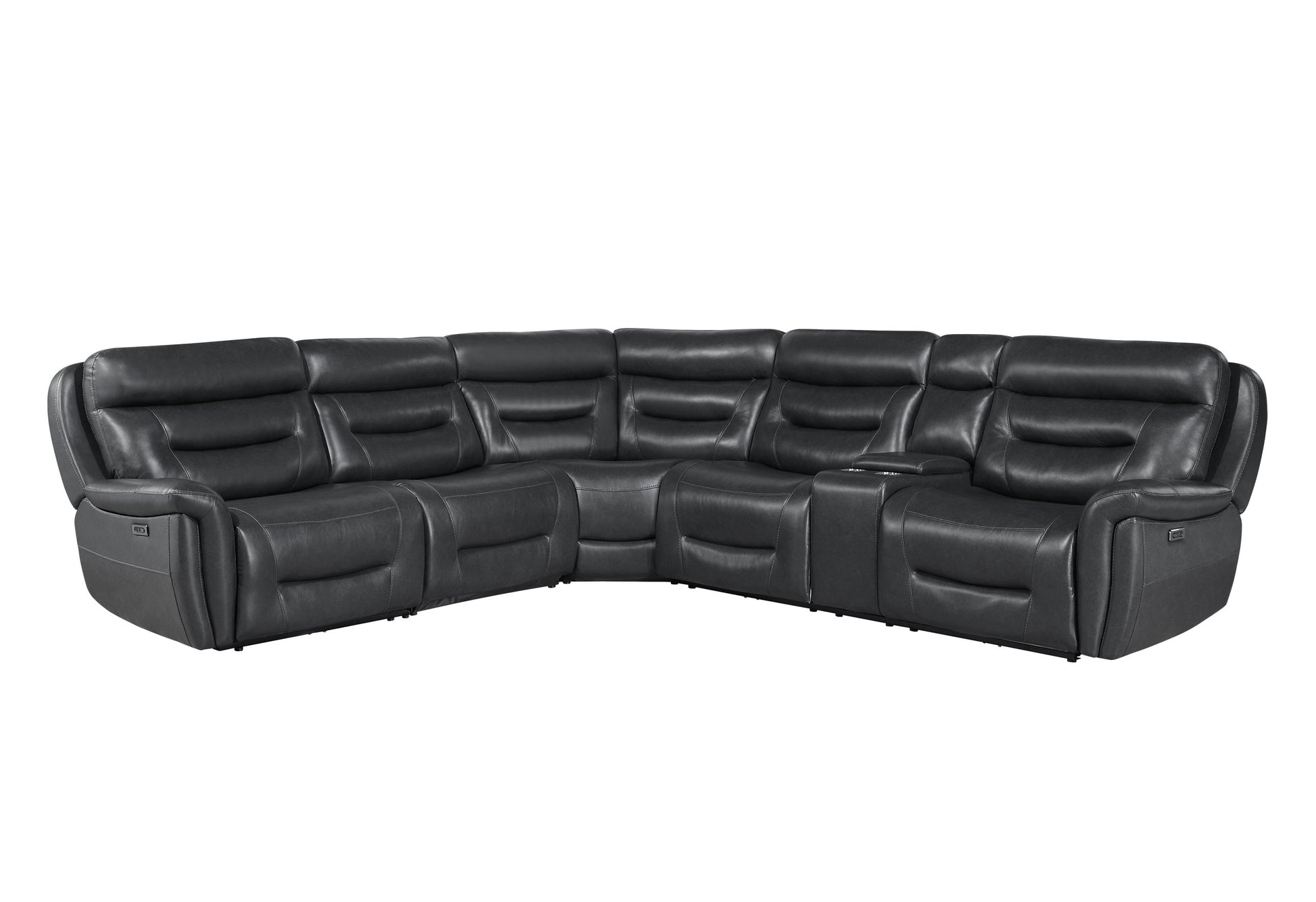 Starch Blanche Charcoal Sectional Dark Grey Pu 5 Seat