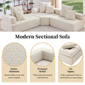 Oversized Modular L Shaped Sectional Sofa,Luxury Boucle Floor Couch Set,Convertible Sleeper Couch,Spacious Foam Filled Sofa Bed For Living Room,3 Pc Free Combination,2 Colors Beige Boucle 5 Seat