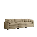 Mid Century Modern Sectional Sofa 3 Seater Sectional Sofa With 2 Arm Pillows And 3 Pillows, Living Room Sectional Tan Corduroy Fabric Tan Corduroy 3 Seat