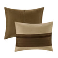 7 Pc Pieced Faux Suede Comforter Set Natural King King Natural Polyester