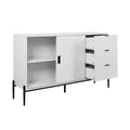 Modern Featured Storage Cabinet Sideboard With Glass Sliding Door And 3 Drawers, Entryway Console Table Kitchen Buffet Cabinet For Corridors Entrances Kitchen Study White 5 Or More Spaces White Particle Board