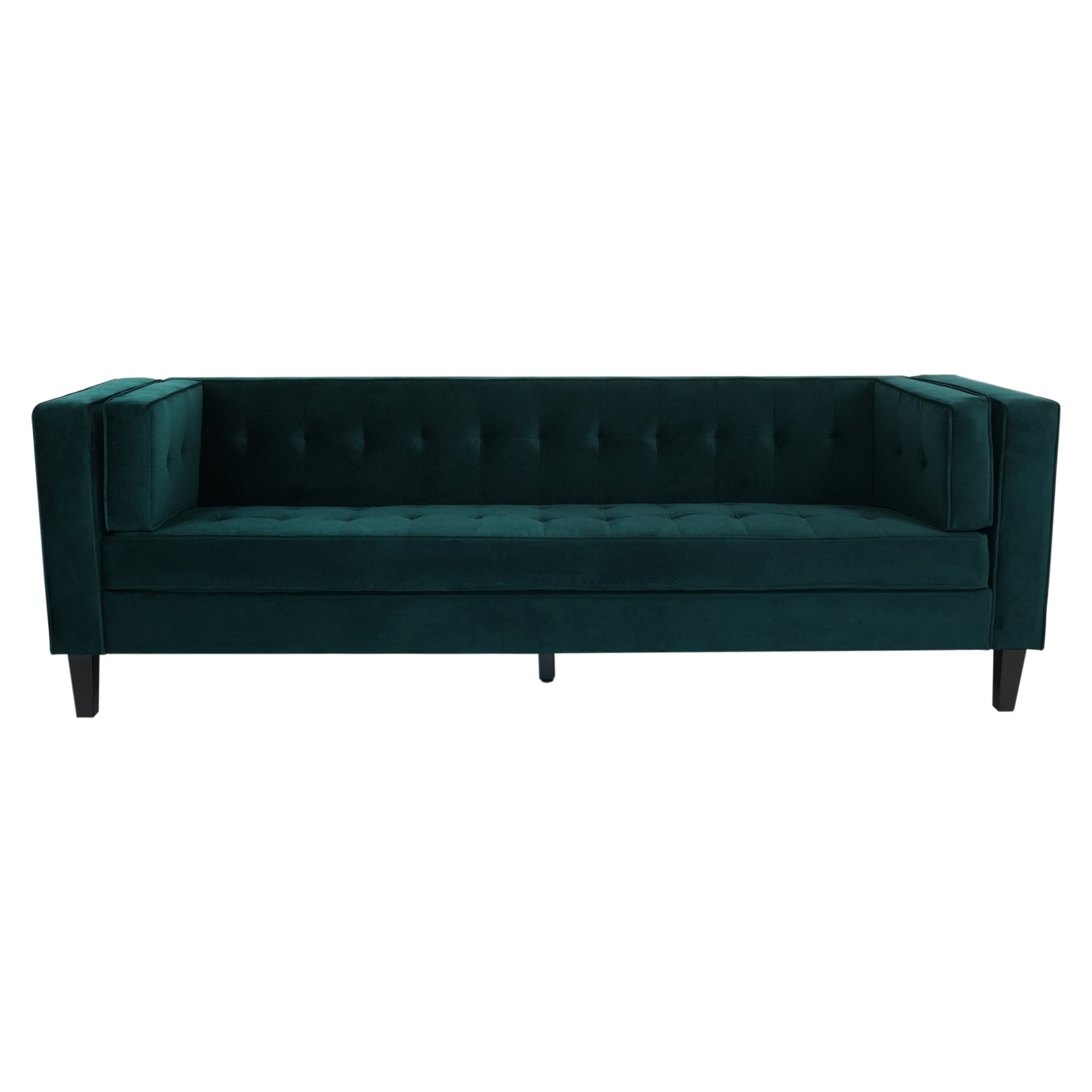 3 Seater Sofa, Upholstered Tufted Coach, Velvet Sofa, Green Frosty Green Velvet 3 Seat