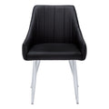 Dining Chair, Set Of 2, Side, Upholstered, Kitchen, Dining Room, Black Leather Look, Chrome Metal, Contemporary, Modern Black Foam Faux Leather