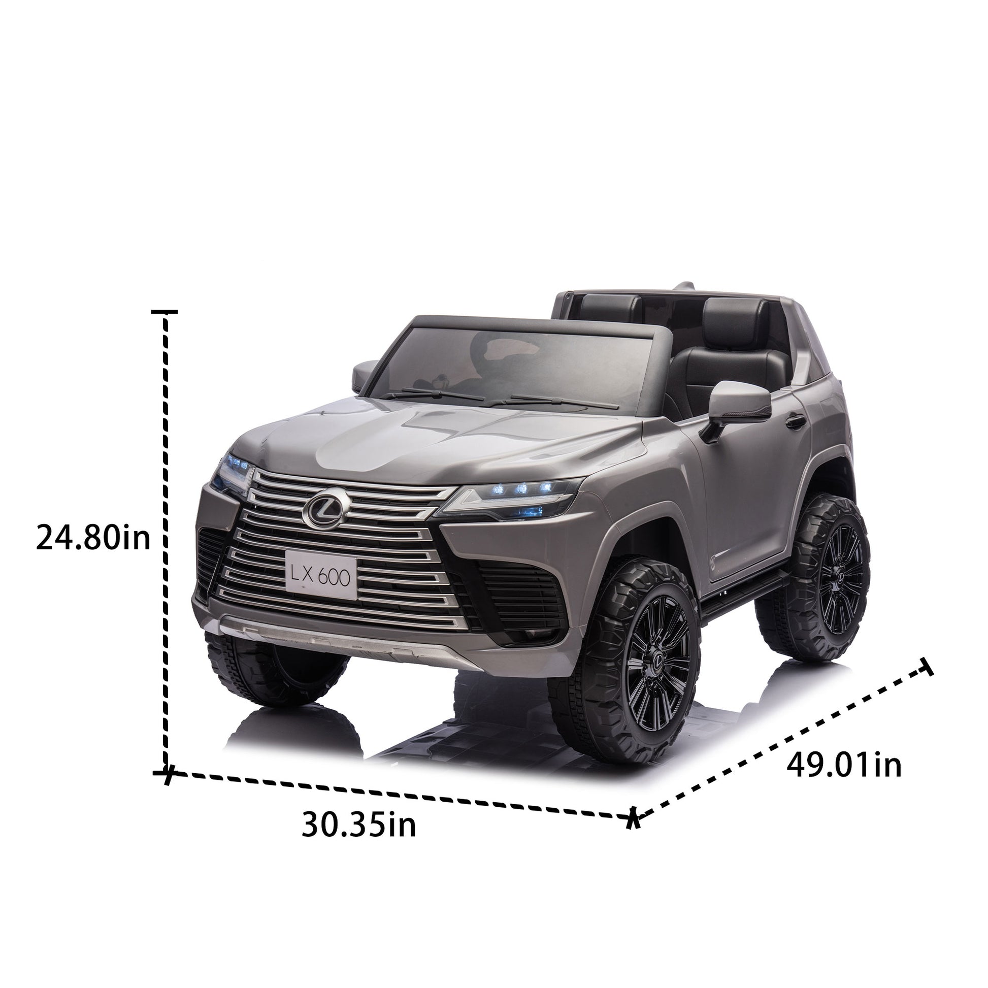 Licensed Lexus Lx600 24V Two Seater Xxl Kids Ride On Car W Parents Control,Seat Width 20 Inches,2Wd,Four Wheel Suspension,Bluetooth,Mp3,Music,Power Display,Speeds 1.86 3.11Mph For Kids. Gray Polypropylene