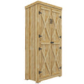 Outsunny Wooden Garden Shed, Outdoor Storage Cabinet With Waterproof Galvanized Metal Roof, Narrow Tool Shed With 3 Shelves And Lockable Door, Natural Natural Wood