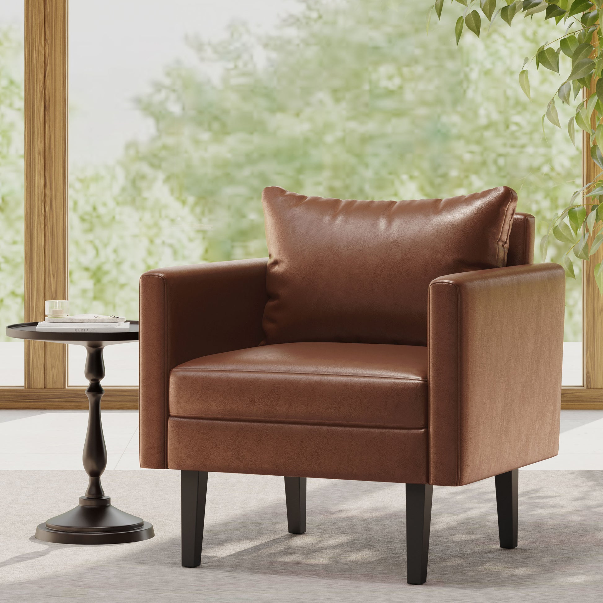 Club Chair Light Brown Pu