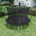 12Ft Trampoline Double Side Color Pad Trampoline For Kids And Adults With Enclosure Net And Ladder,Curved Fence Pole Black Steel Steel