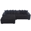 Arrived Oversized Two Piece Couches, L Shaped Sofa, Corduroy, Left Chaise Daybed,With Armrests,Eight Throw Pillows,Corner Sofa,Easy To Assemble, Black Black Polyester Wood Primary Living Space