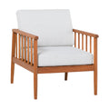 Contemporary Cushioned Eucalyptus Wood Patio Accent Chair Brown Brown Eucalyptus Eucalyptus