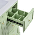 30 Inch Bathroom Vanity Cabinet With Ceramic Basin, 3 Drawers And Adjustable Shelves Green Bathroom Solid Wood Mdf