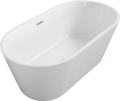 60'' Freestanding Gloss White Acrylic Soaking Bathtub With Toe Tap Chrome Drain And Classic Slotted Overflow, 24A02 60 Gloss White Acrylic