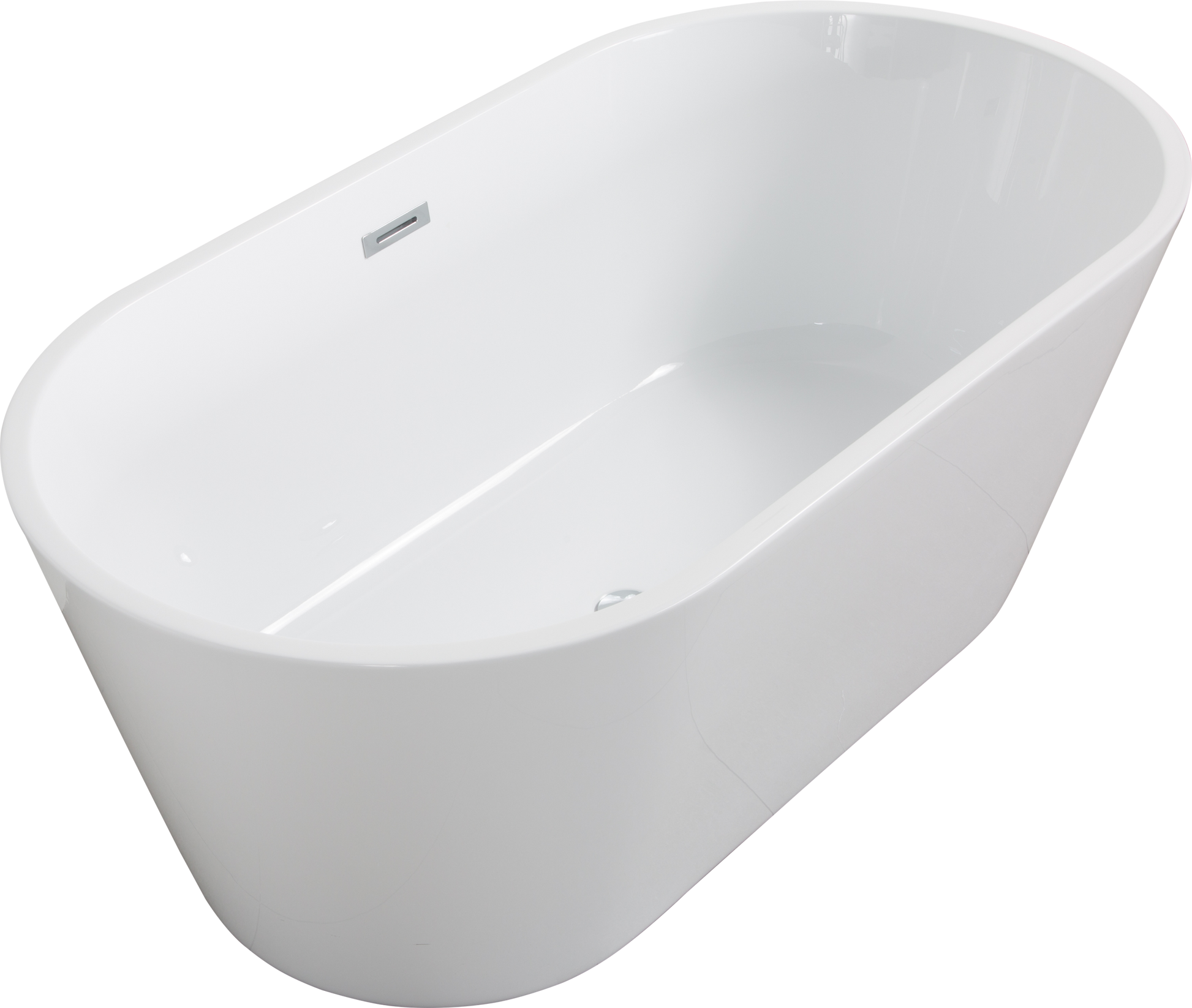 60'' Freestanding Gloss White Acrylic Soaking Bathtub With Toe Tap Chrome Drain And Classic Slotted Overflow, 24A02 60 Gloss White Acrylic