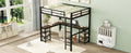 Full Metal Loft Bed With Desk And Shelves, Loft Bed With Ladder And Guardrails, Loft Bed Frame For Bedroom, Black Old Sku: W1307S00018 Full Black Metal