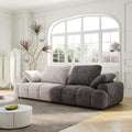 86.6 Large Size Two Seat Sofa,Modern Upholstered,Beige Paired With Grey Suede Fabric Beige Grey Velvet Wood Primary Living Space Soft Modern Eucalyptus Polyurethane Foam Eucalyptus 3 Seat