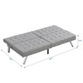 Wood Frame, Stainless Leg, Futon, Sofa Bed Grey Grey Fabric 2 Seat