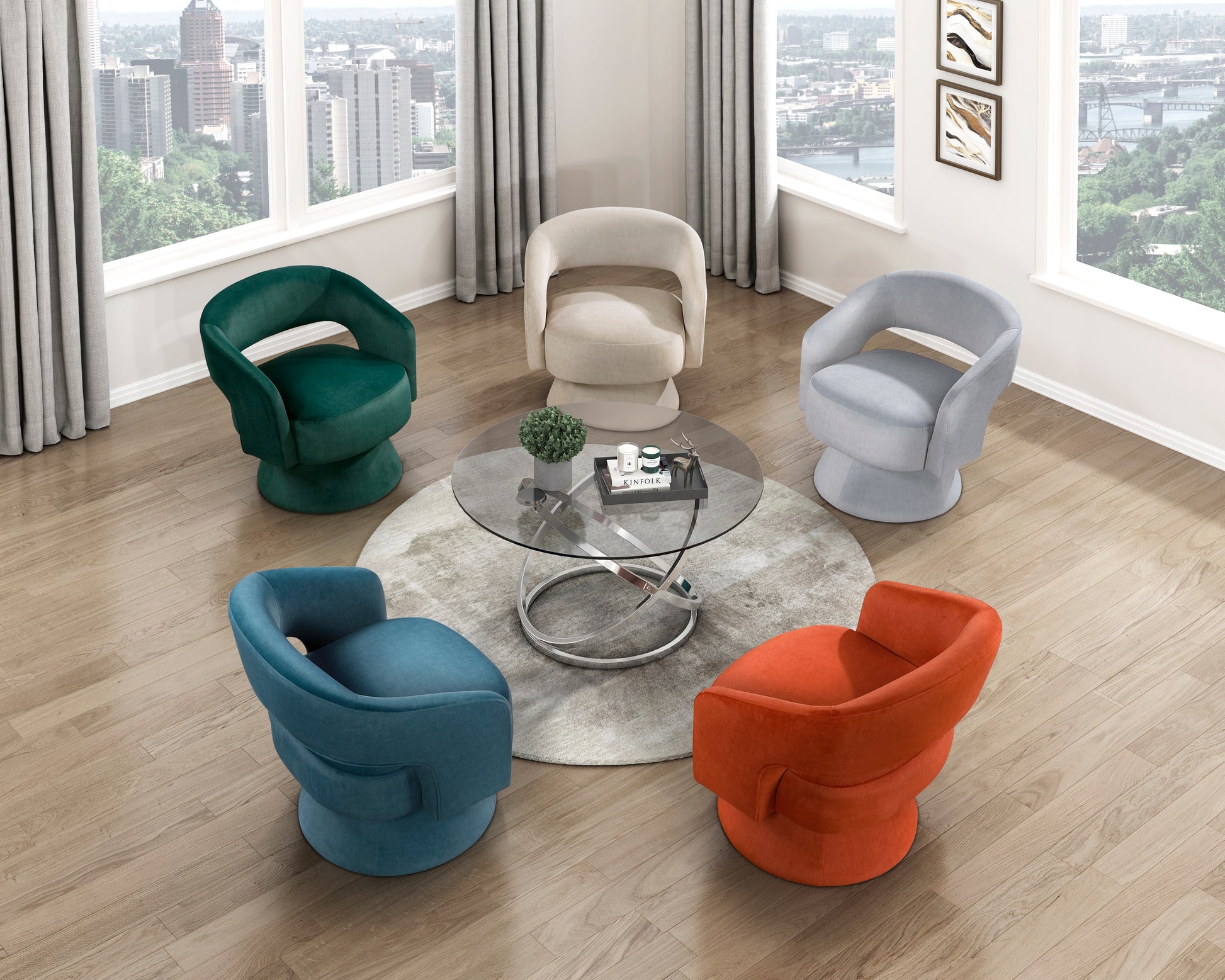 Modern Luxury Swivel Accent Chair 1Pc Green Velvet Upholstery Solid Wood Stylish Home Furniture Green Primary Living Space Luxury,Modern Plywood,Solid Wood