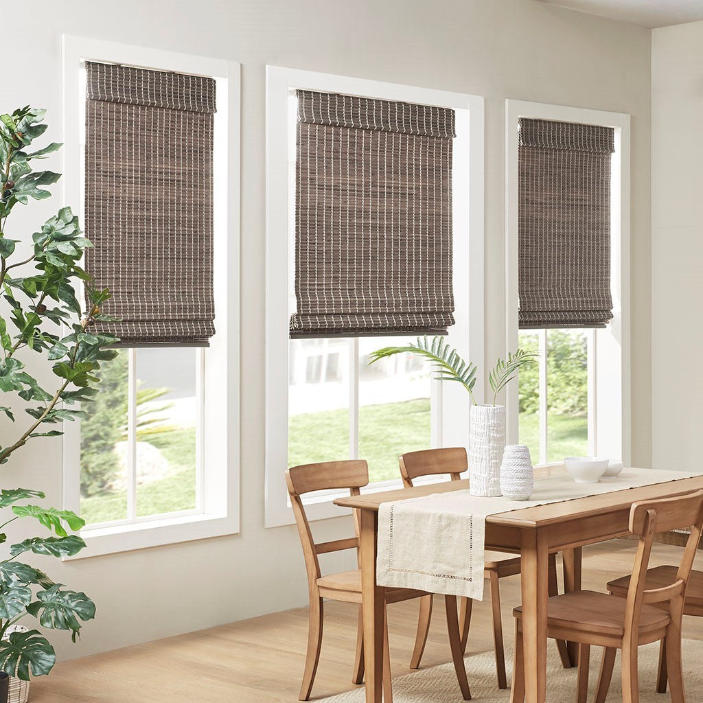 Bamboo Light Filtering Roman Shade 64"L Grey Ash Bamboo