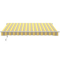 Outsunny 12' X 10' Retractable Awning Patio Awnings Sun Shade Shelter With Manual Crank Handle, 280G M Uv & Water Resistant Fabric And Aluminum Frame For Deck, Balcony, Yard, Yellow And Gray Yellow Grey Aluminum