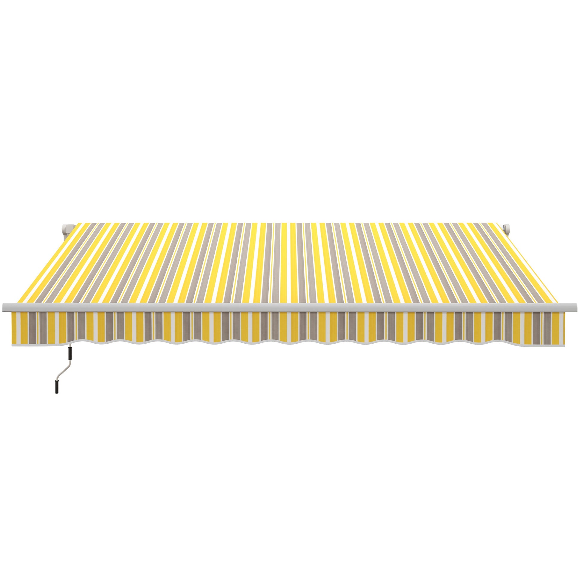 Outsunny 12' X 10' Retractable Awning Patio Awnings Sun Shade Shelter With Manual Crank Handle, 280G M Uv & Water Resistant Fabric And Aluminum Frame For Deck, Balcony, Yard, Yellow And Gray Yellow Grey Aluminum