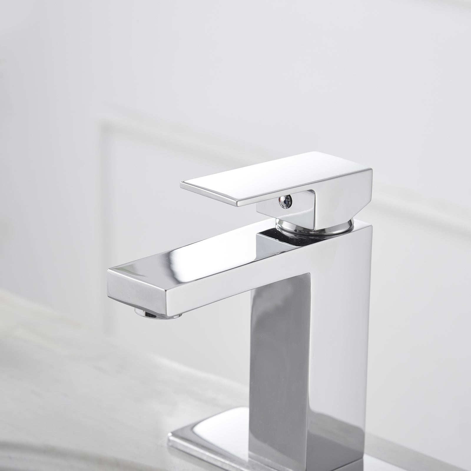 Polished Chrome Low Arc Single Handle Bathroom Sink Faucet With Drain Chrome Brass