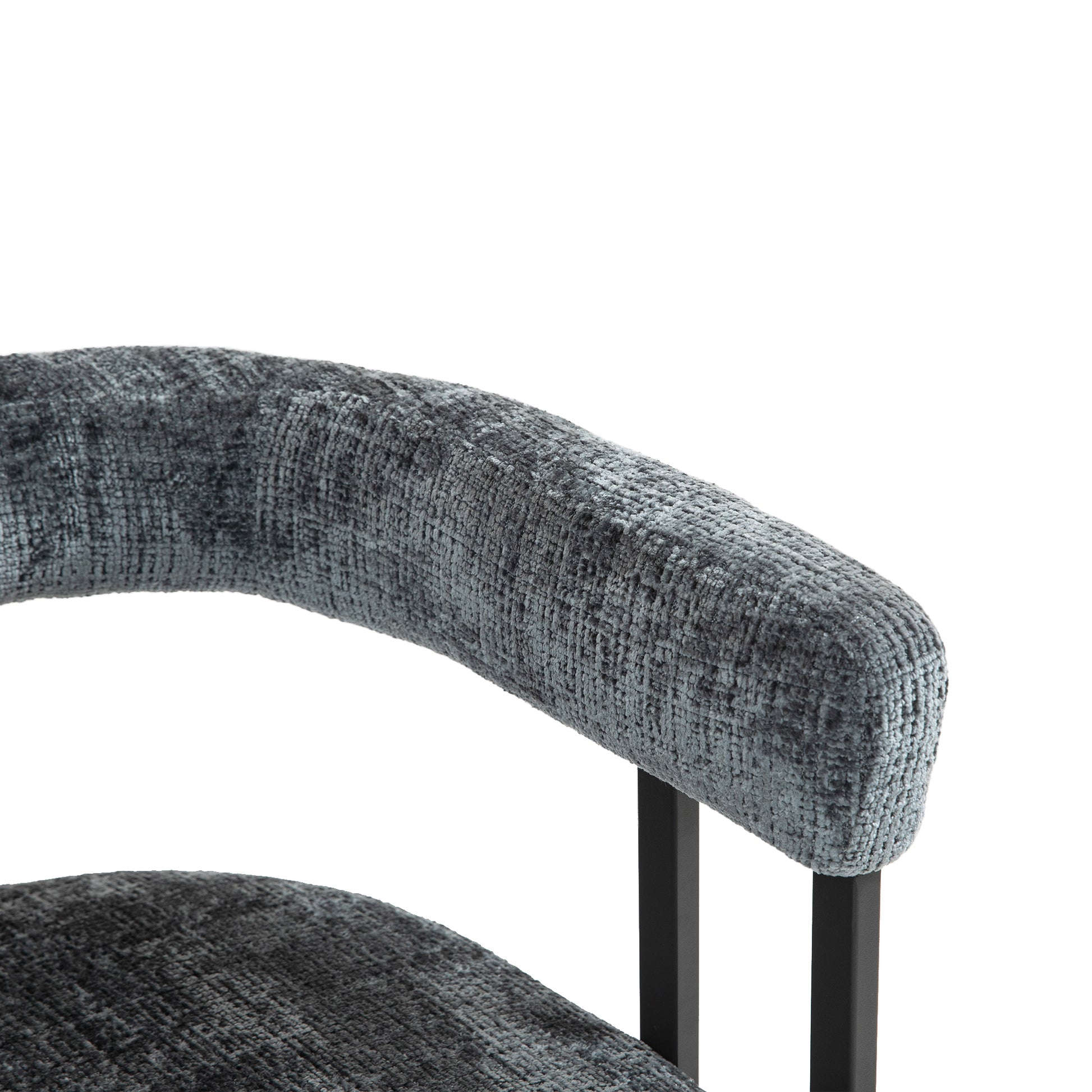 Coolmore Bar Stools Set Of 2, Modern Bar Stool With Back, Black Metal Frames, Upholstered Bar Stools For Kitchen Island, Pub, Club Gray Chenille Gray Foam Chenille