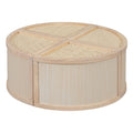 Round To Square Block Modular Coffee Table Light Natural Rattan With Storage 4 Piece Light Natural Rubber Wood