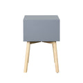 Side Table,Bedside Table With 2 Drawers And Rubber Wood Legs, Mid Century Modern Storage Cabinet For Bedroom Living Room, Gray Gray Mdf
